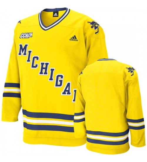 Custom 09-10 Blank Michigan Wolverines Maize Alternate Hokcey Jersey Yellow